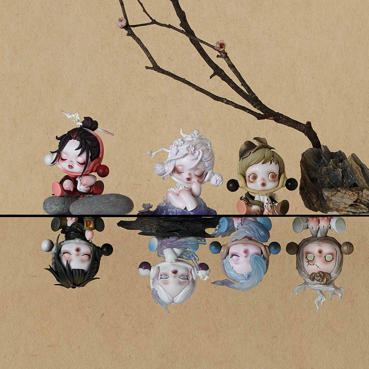 Pop Mart Skull Panda The Ink Plum Blossom Series Figures